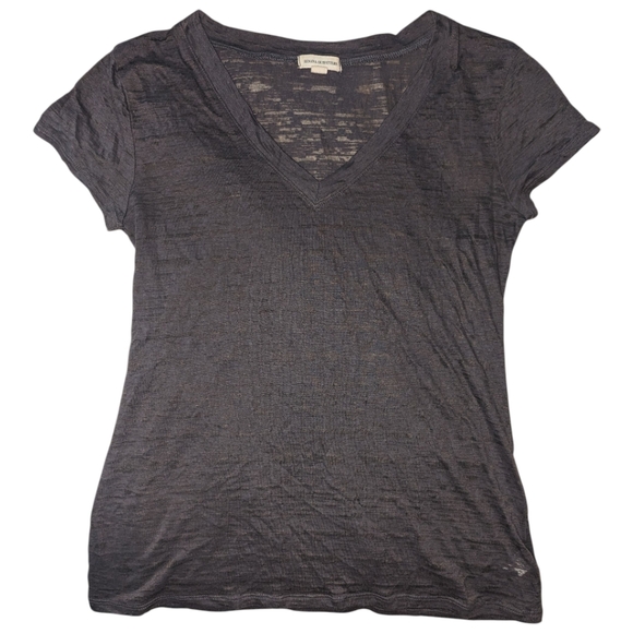 Zenana Outfitters Tops - Cotton Zenana Outfitters V-Neck Fitted Lightweight Semi Sheer Cap Tee T LG